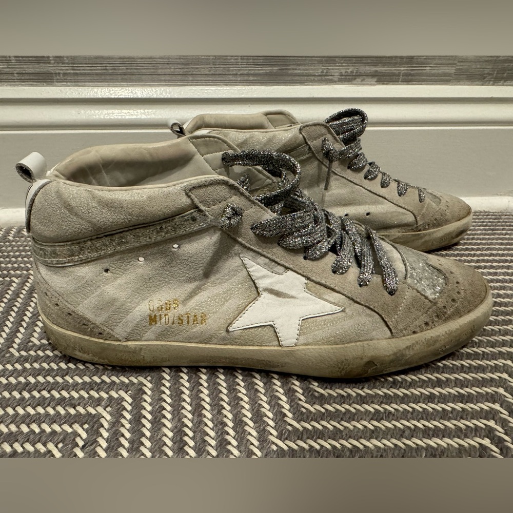 Golden Goose Midstar White & Silver Zebra